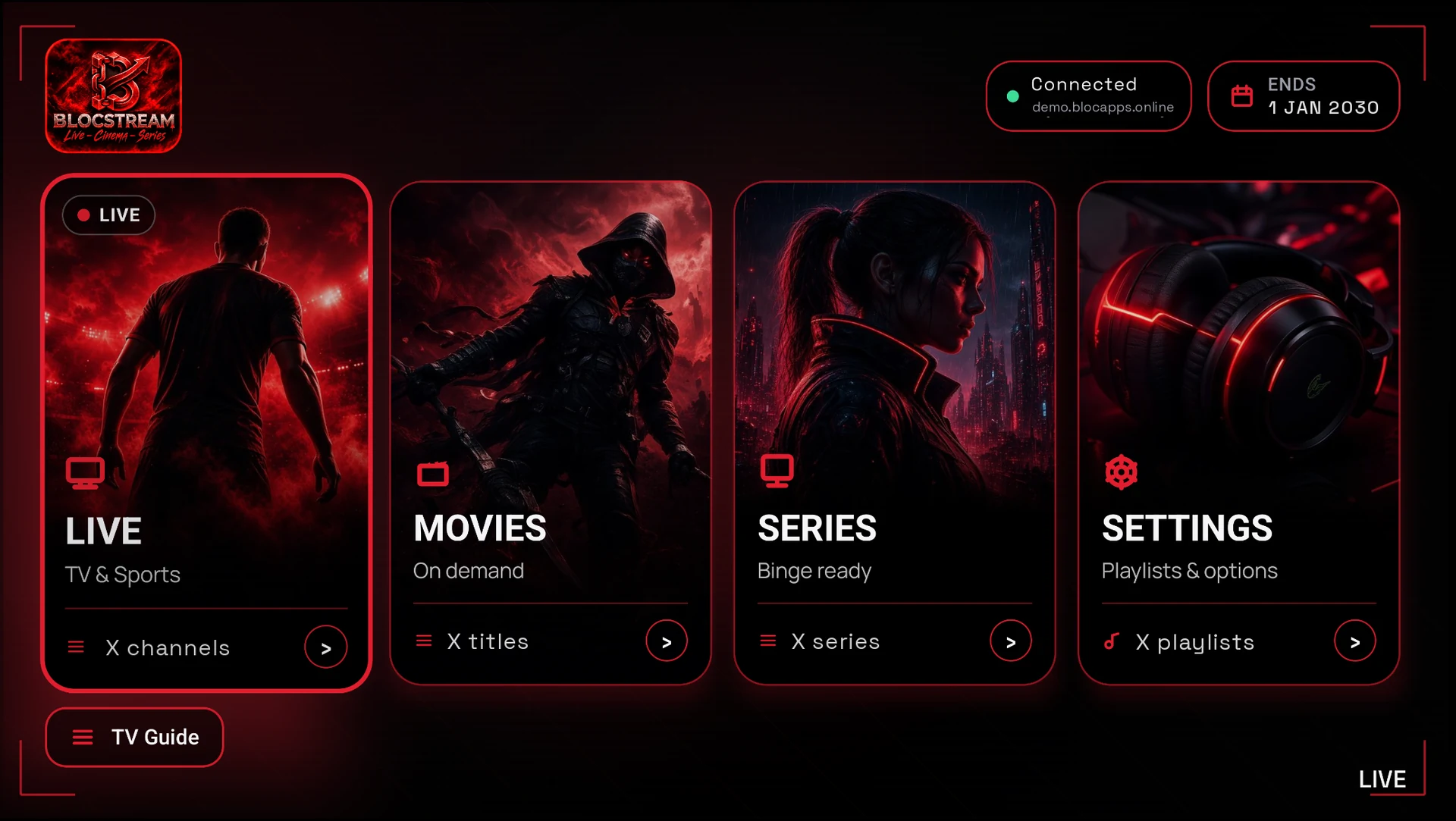 Bloc Stream home screen