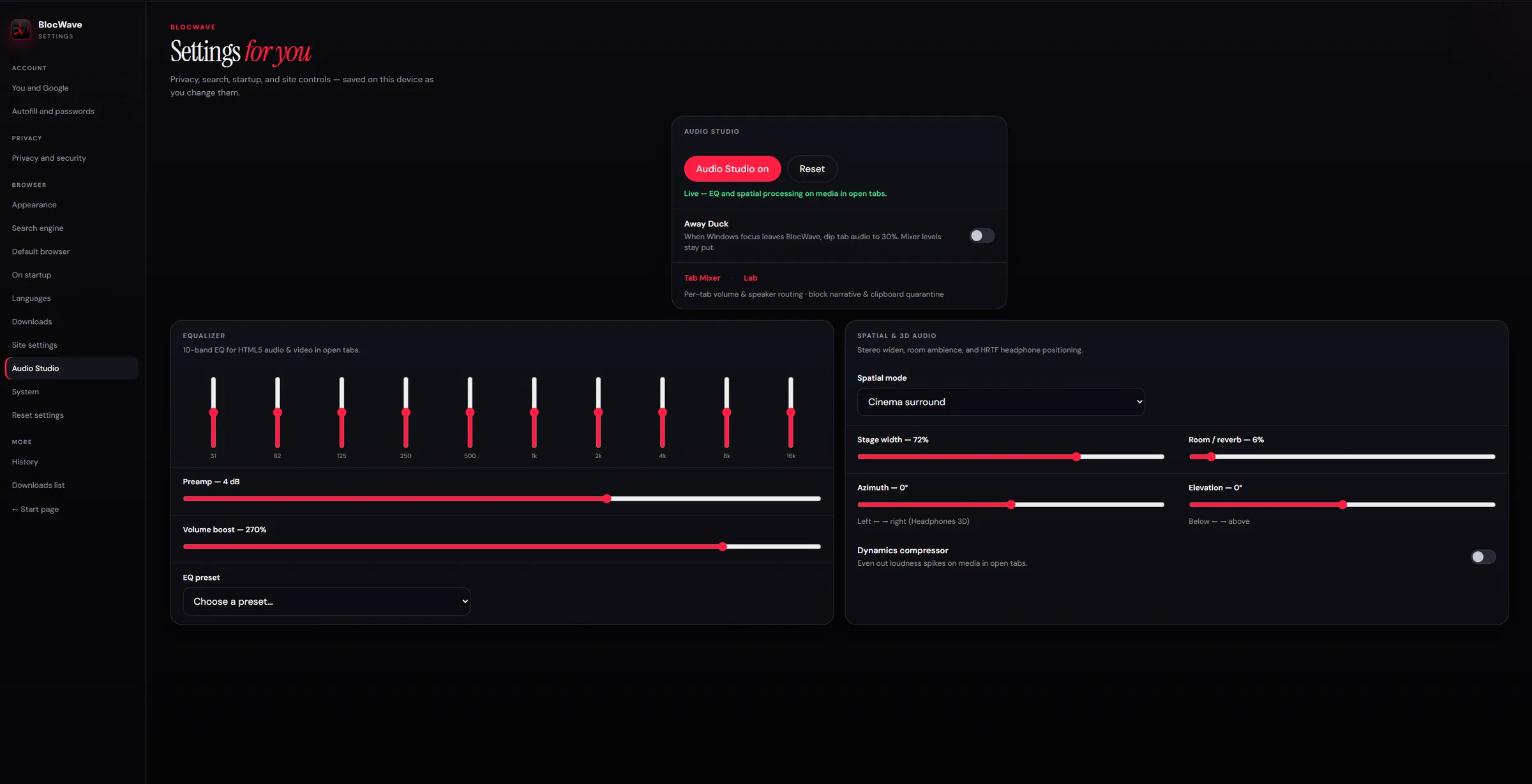 Audio Studio - EQ, boost, spatial sound, and dynamics